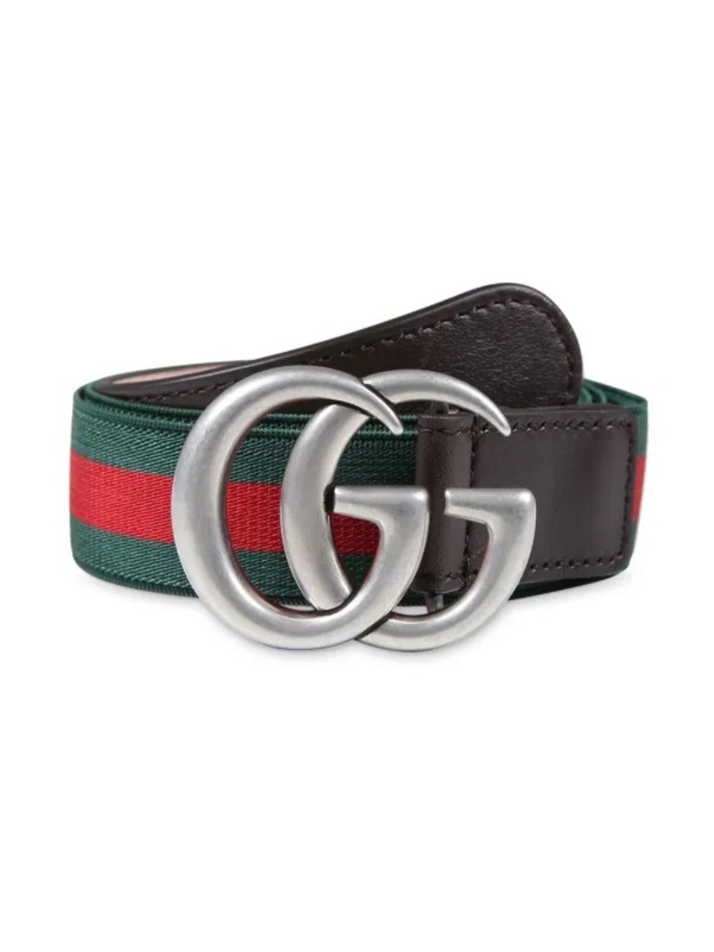 New GUCCI Marmont GG Green & Red Web Stripe Kids Belt (Large)